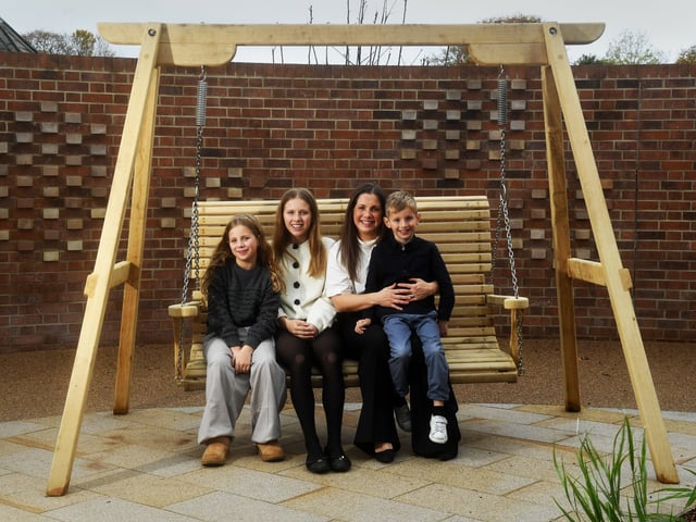 Lindsey Burrow is pictured with her children, Macy, Maya and Jackson at the new centre in Leeds.
 

