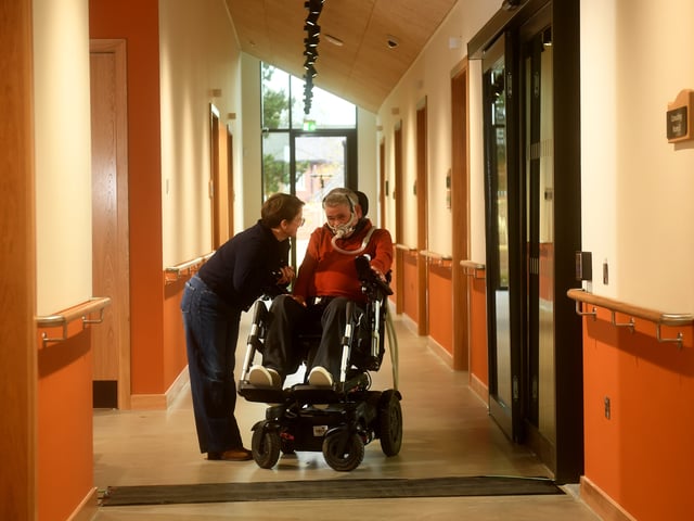  MND Patient Ian Flatt is pictured with his wife Rachael Flatt at the centre which was officially opened today. 

