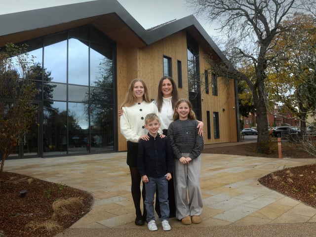  Lindsey Burrow is pictured with her children, Macy, Maya and Jackson pictured at the new centre in Seacroft today. 
 

