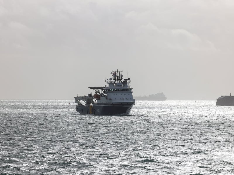 The Royal Navy's latest specialist mine-hunting ship HMS Stirling Castle was welcomed to her new Portsmouth home today ahead of spearheading underwater operations.
