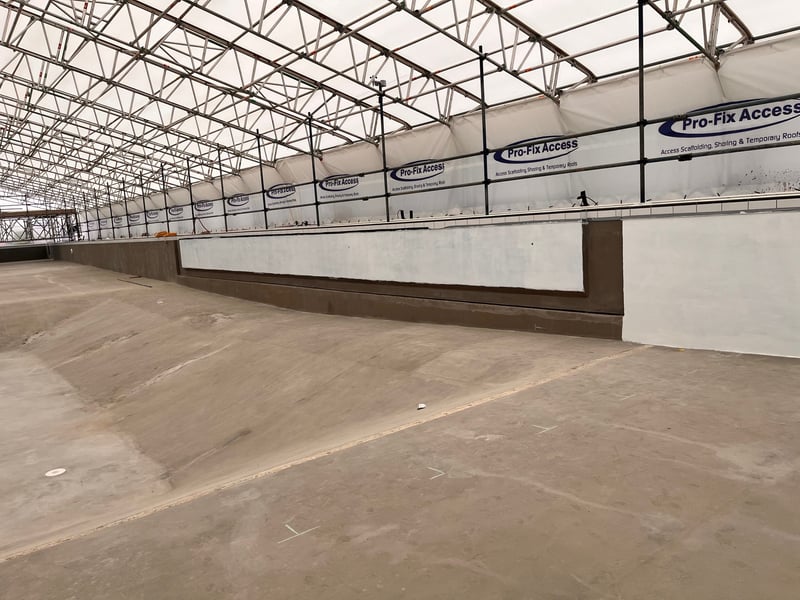 The contractors working on the lido have applied a white base coat on the walls, and have now started on the blue. 

Picture: Portsmouth City Council 