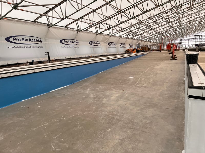 The contractors working on the lido have applied a white base coat on the walls, and have now started on the blue.
Picture: Portsmouth City Council