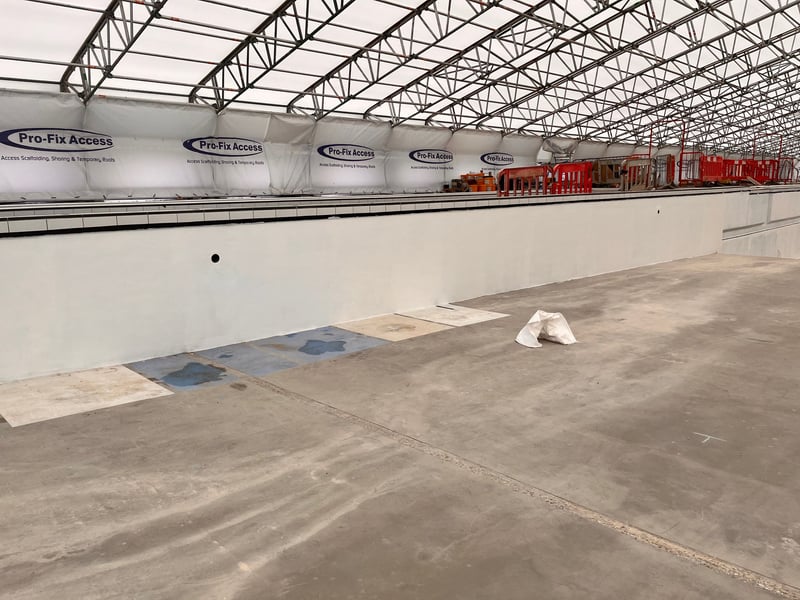 The contractors working on the lido have applied a white base coat on the walls, and have now started on the blue. 

Picture: Portsmouth City Council 