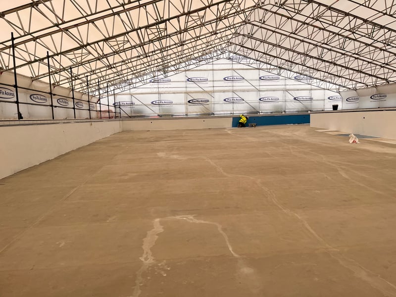 Most of the walls have had the base coat and the contractors have started painting parts of the walls blue.
Picture: Portsmouth City Council