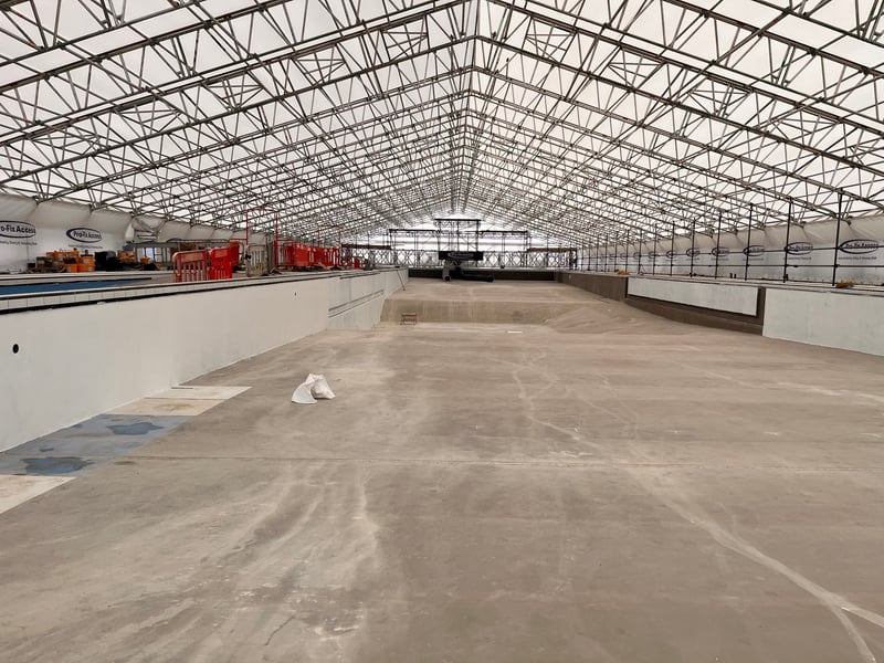 The contractors working on the lido have applied a white base coat on the walls, and have now started on the blue.
Picture: Portsmouth City Council