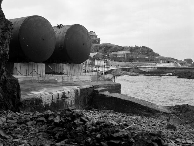 Reconstruction work in progress at Dunbar Swimming Pool in February 1963.