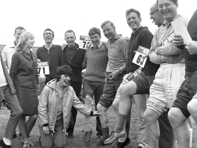 Judging the Knobbly-Knees competition at Dunbar in July 1966.