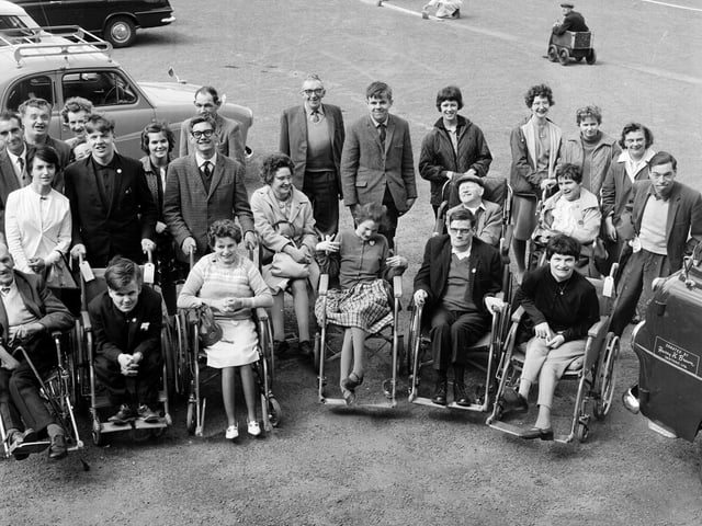 Disabled holidaymakers staying at Lauderdale House Youth Centre, in Dunbar, in July 1965.