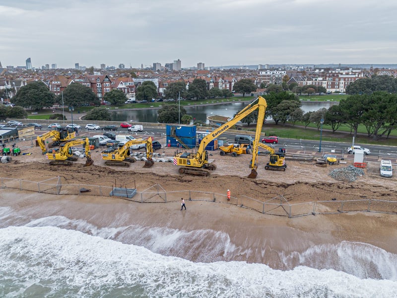 Re-shingling the beach in Southsea