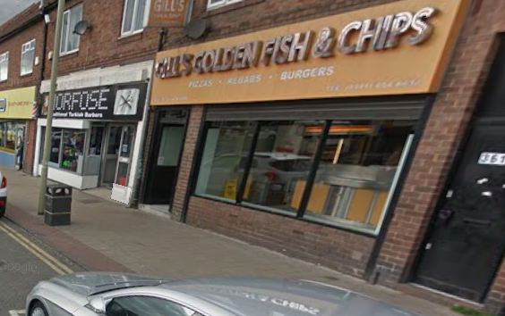 Morfose traditional Turkish barbers and Gills Golden fish and chips in a view from March 2017.