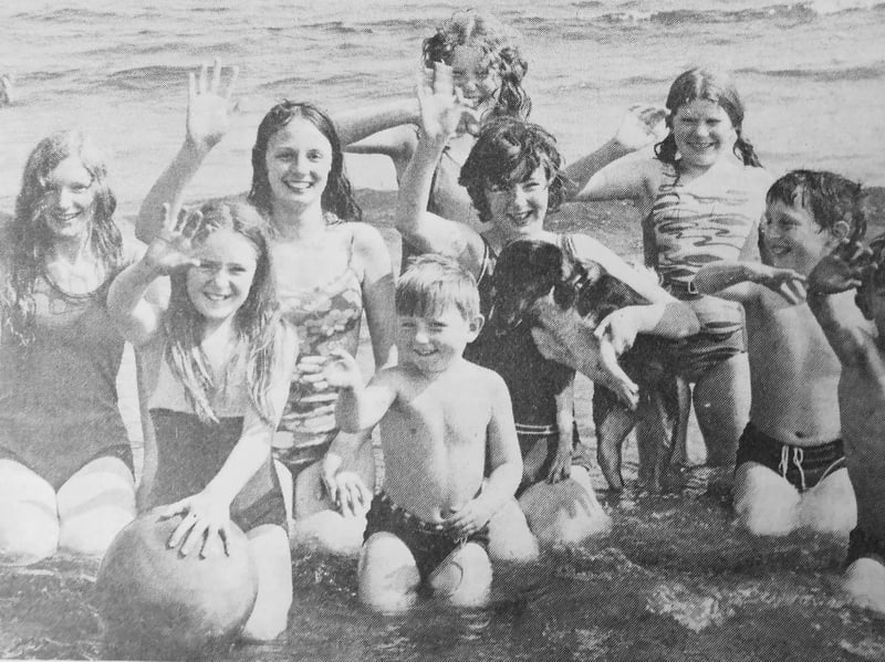 Youngsters in the water at Pathhead Sands, Kirkcaldy, on a hot summer's day in 1973