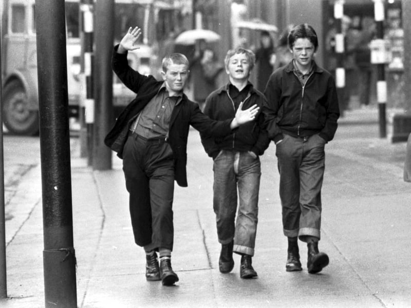 Boys wearing Doc Martens and Harrington jackets in Glasgow in May 1972