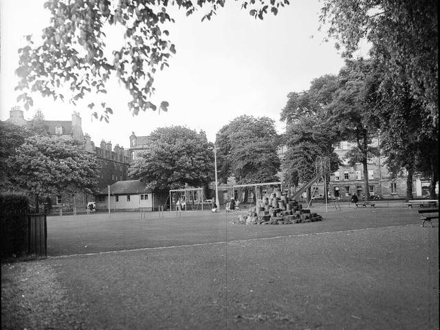 The East Meadows with Hope Park Crescent in the background - the proposed site for Empire Games Swimming Pool - in June 1960.