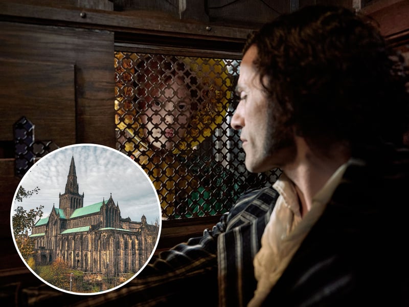 Frankenstein also spent time filming at Glasgow Cathedral, which provided interior shots for the scene where Victor (Oscar Isaac) follows Elizabeth (Mia Goth) into a church confessional booth.