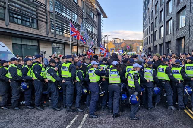 UKIP and anti-fascist protests in on Blonk Street in Sheffield, November 2025.Raise The Colours has announced a march “against a failed UK Government” on June 13, 2026, which will be met by a counter-protest by Sheffield Communities Against Racism & Fascism.