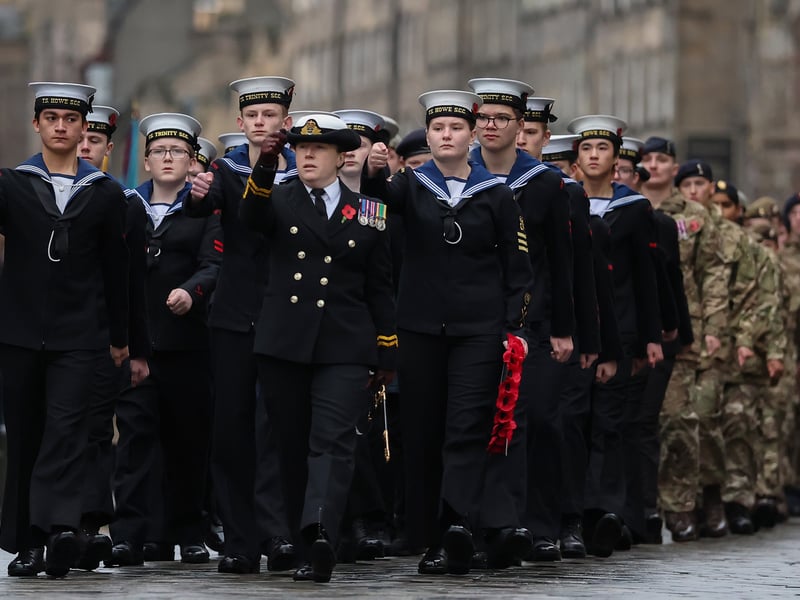 Cadets march down the Royal Mile.