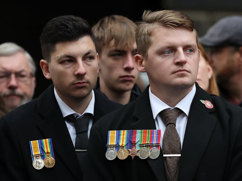 Members of the public, veterans and serving military personnel attend Remembrance Sunday tributes in Edinburgh.