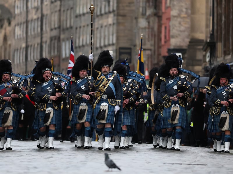 Royal Air Force Central Scotland Pipes & Drums played during Remembrance Sunday.
