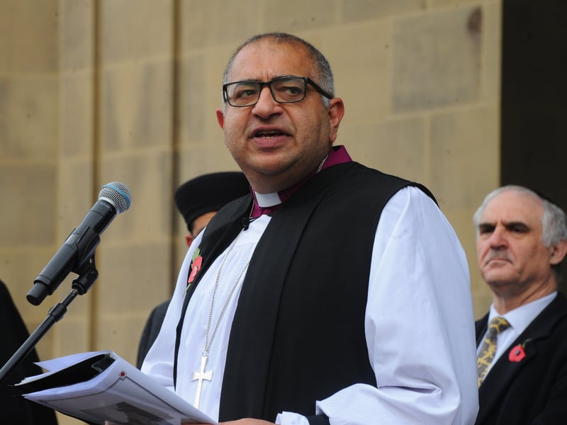 Bishop of Kirkstall, Right Reverand Arun Arora, led the act of remembrance at at Victoria Gardens.
