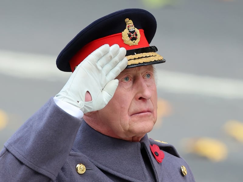 King Charles III during the National Service Of Remembrance at The Cenotaph.