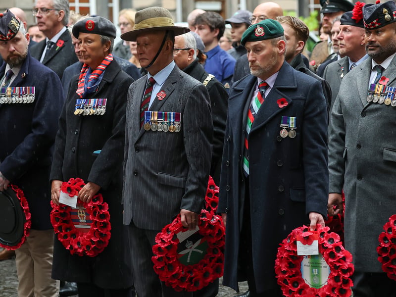 Veterans and serving military personnel attend Remembrance Sunday tributes in Edinburgh. 