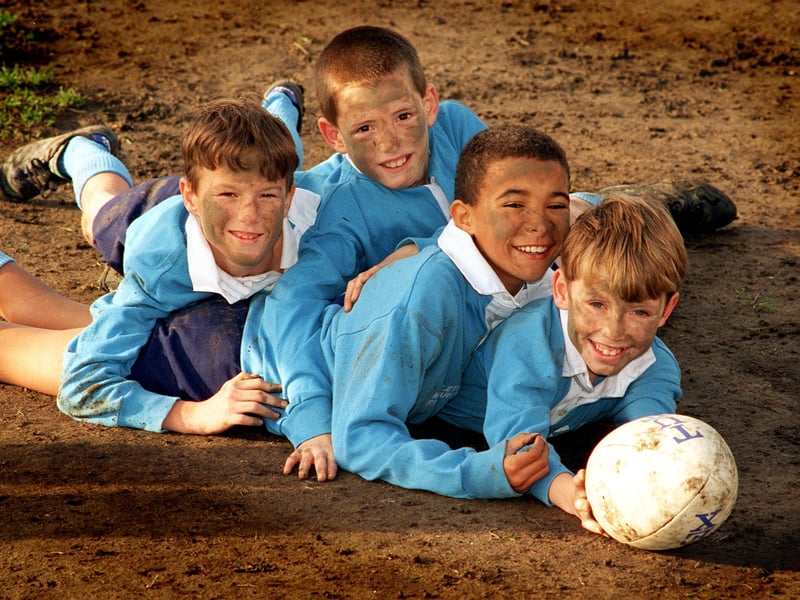 Four members of Middleton St Mary's C of E Primary School's U-11s  rugby team who were due to play  in a curtain raiser at the opening of the new South Leeds Stadium. Pictued, from left, are Antony Ward, Christopher Kellett,  Aaron Niles and Mark Clarke.
