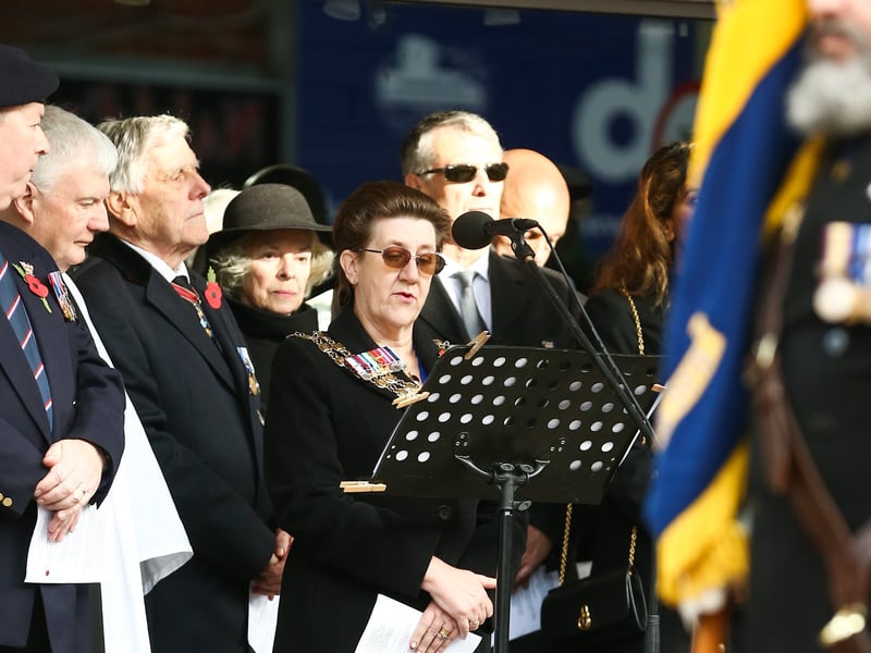 Mayor of Fareham Louise Clubley speaking at the Portchester Remembrance service on Saturday November 8th 2025