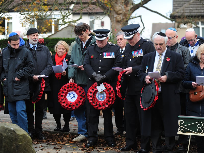 Crowds gathered at the BHH Synagogue on Street Lane, Moortown.