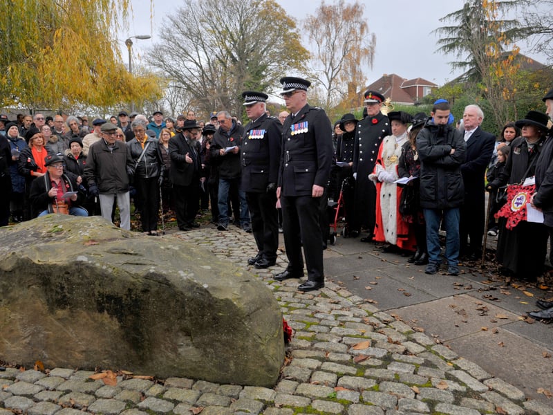 Chief Supt Steve Dodds and Chief Supt Richard Padwell of West Yorkshire Police after laying their wreaths.