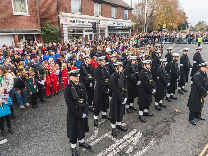 The Guard of Honour from HMS Sultan at Remembrance Sunday commemorations at Gosport War Memorial Hospital.