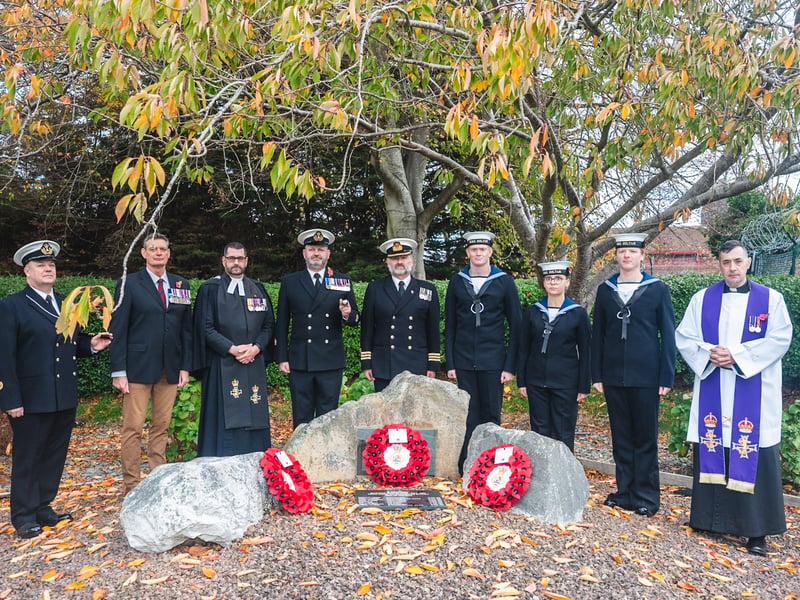 Wreaths were laid at the Falklands Conflict Memorial within HMS Sultan.