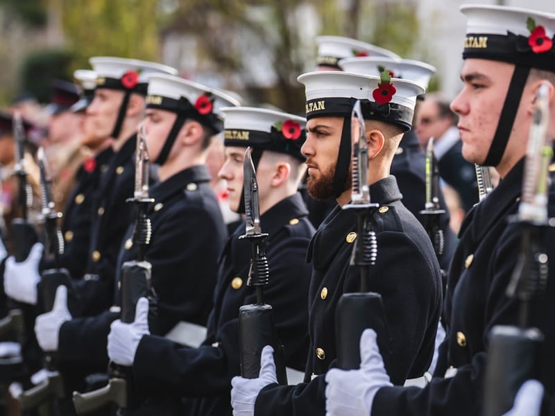 The Guard of Honour from HMS Sultan at Remembrance Sunday commemorations at Gosport War Memorial Hospital.