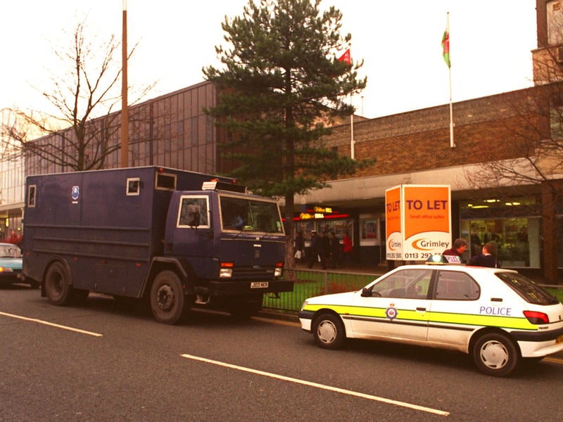 The scene of an armed robbery on a Securicor truck outside Barclays Bank at the Arndale Centre.