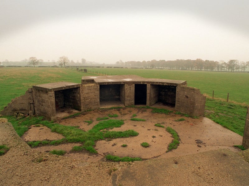 One of six anti aircraft bunkers still standing after 50 years in a field near to where the aircraft factory was during World War II, which was next to what is now Leeds Bradford Airport.