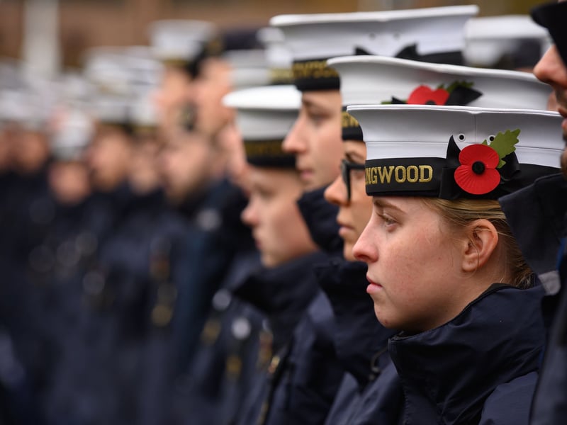 Sailors at the HMS Collingwood service.
