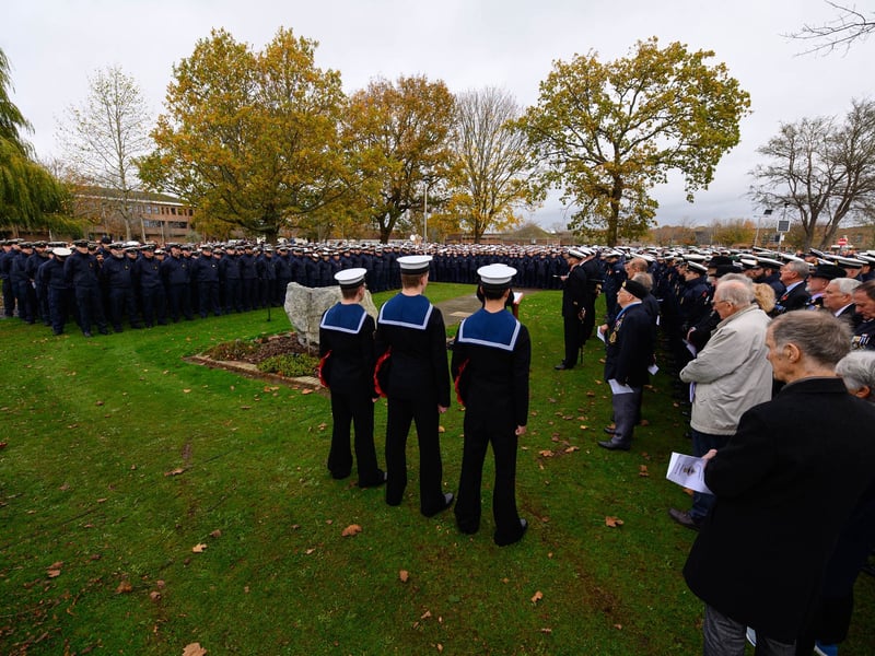 Royal Navy sailors at HMS Collingwood held a Remembrance service on November 11.