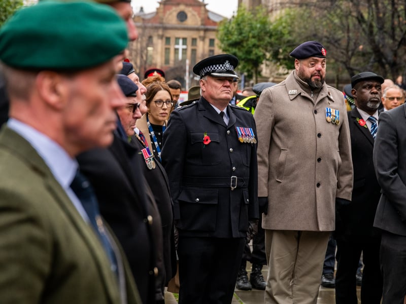 Former serviceman Simon Brown (centre), from Morley, attending the service.