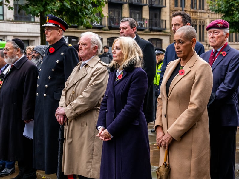 Ed Anderson CBE, Lord-Lieutenant of West Yorkshire, standing with Tracy Brabin, Mayor of West Yorkshire, and Alison Lowe OBE, the Deputy Mayor for Policing and Crime (DMPC) in West Yorkshire.