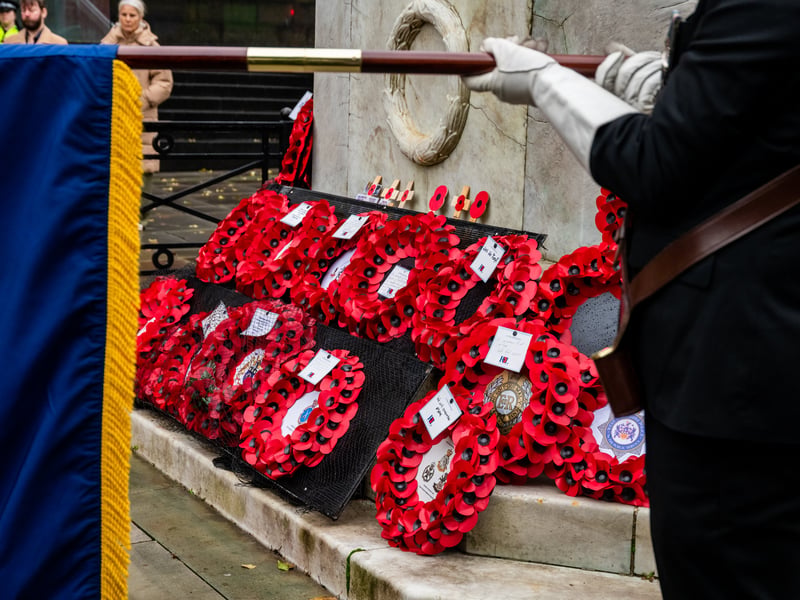 Wreaths laid at the Leeds Cenotaph.
