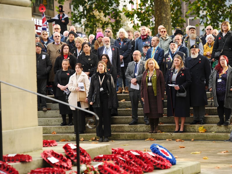 A service was held on Tuesday, November 11, 2025, at the First World War cenotaph in Guildhall Square, Portsmouth, to mark Armistice Day.