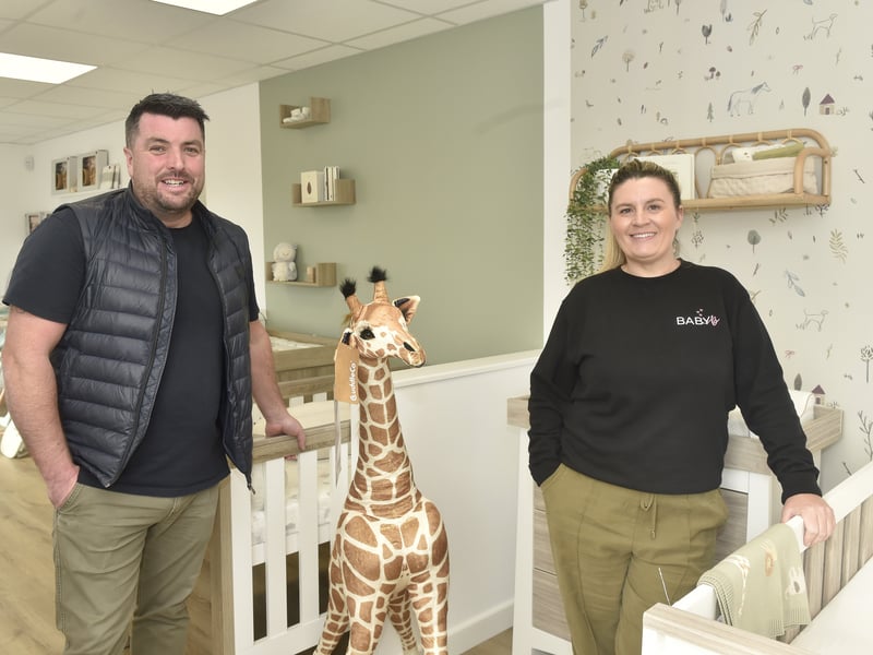 Owners of BabyB, Karl and Anne-Marie Millham, in the new store in Fitzherbert Road, Farlington.
Picture: Sarah Standing (071125-2418)