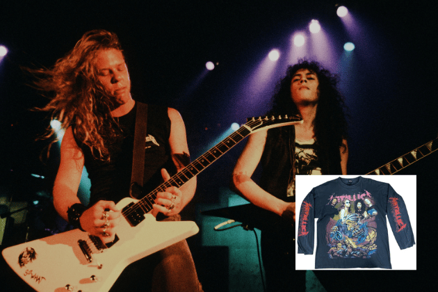 This rare, vintage original US 1991 long-sleeve T-shirt is a stunning example of early '90s heavy metal merchandising complexity. The single-stitch garment features extensive, high-impact screenprinted graphics across the front, the back, and both sleeves, reflecting the ambition of the Black Album era. While it shows some light vintage fading and a minor 3mm hole near the shoulder, its overall condition is excellent for its age. This outstanding piece, featuring graphics on every available surface, is a true collector’s grail from Metallica's commercial peak.