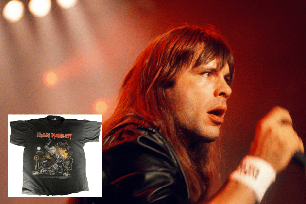 This vintage 1990 UK black cotton T-shirt commemorates the 'No Prayer On The Road' European tour. It features the fantastic, menacing artwork used on the tour program: Eddie, prosthetic claw raised, just about to attack an unsuspecting fan. The reverse furthers the illustration and is accompanied by the full 1990 European tour dates. Despite being 35 years old, this garment is in remarkable condition, free from holes or fraying. The print shows only a desirable, light vintage crackle, making it an incredibly well-preserved piece of Iron Maiden history.