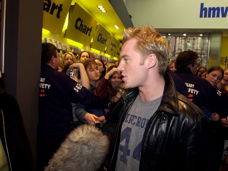 Ronan Keating opens the new HMV store, on High Street, Sheffield, in October 2000