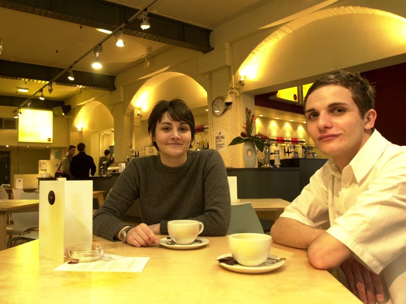 Manager Catherine Ince and supervisor Mike Stengierski at the Forum Cafe, Devonshire Street, Sheffield, in November 2001