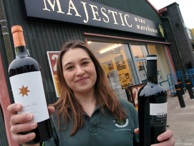 Assistant manager Rebecca Fletcher outside the Majestic Wine Warehouse, on Shoreham Street, Sheffield, in February 2006