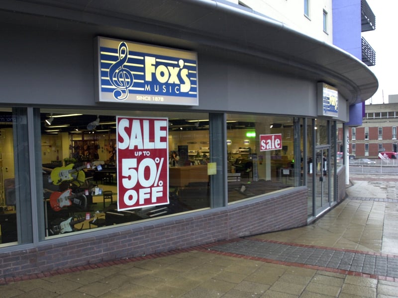 Fox's Music shop, on Angel Street, Sheffield, in February 2004