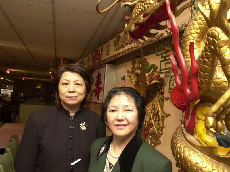 Owner Wai Ling Chan, and receptionist Susan Fung at the Golden Dragon, on Matilda Street, Sheffield, in February 2002