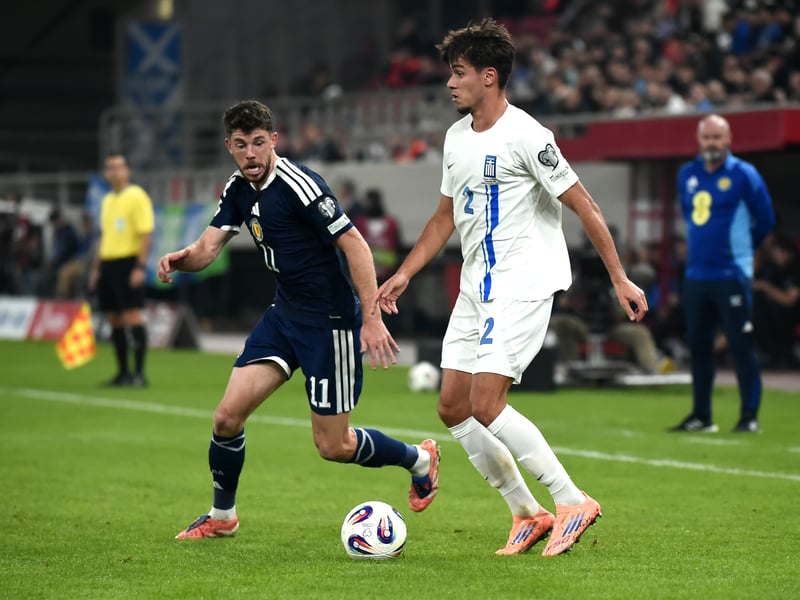 One of Scotland's more threatening players. Came into the game more and more after a tricky start. He put in a fine interception to set up a major chance for Adams on 53 minutes, although his first touch let him down. Timed his run brilliantly to head home Robertson's cross on 70 minutes to make it 3-2. Ended up being replaced by Dykes as Scotland chased another goal. 7