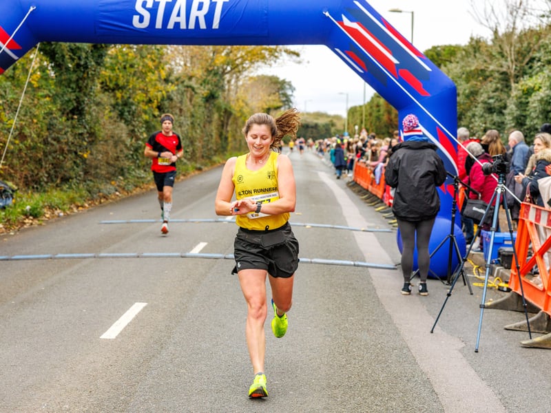 The finish line of the Gosport Half Marathon 2025.
